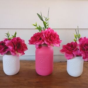 3-piece Ball Pink & White Mason Jar set